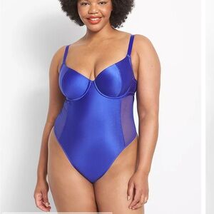 Cacique NWT Micro Sateen Balconette Thong Bodysuit 42DD